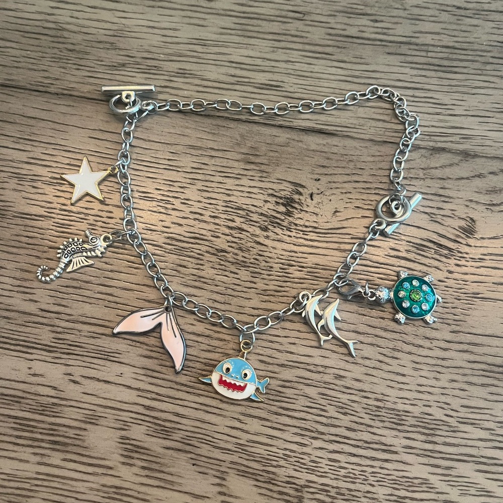 Kids Ocean Charm Bracelet - Silver and Blue